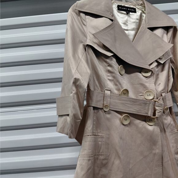 Blanc Noir Womens Classic Trench Coat Sz Small Blush Belted Double Breasted NWT - Picture 6 of 9